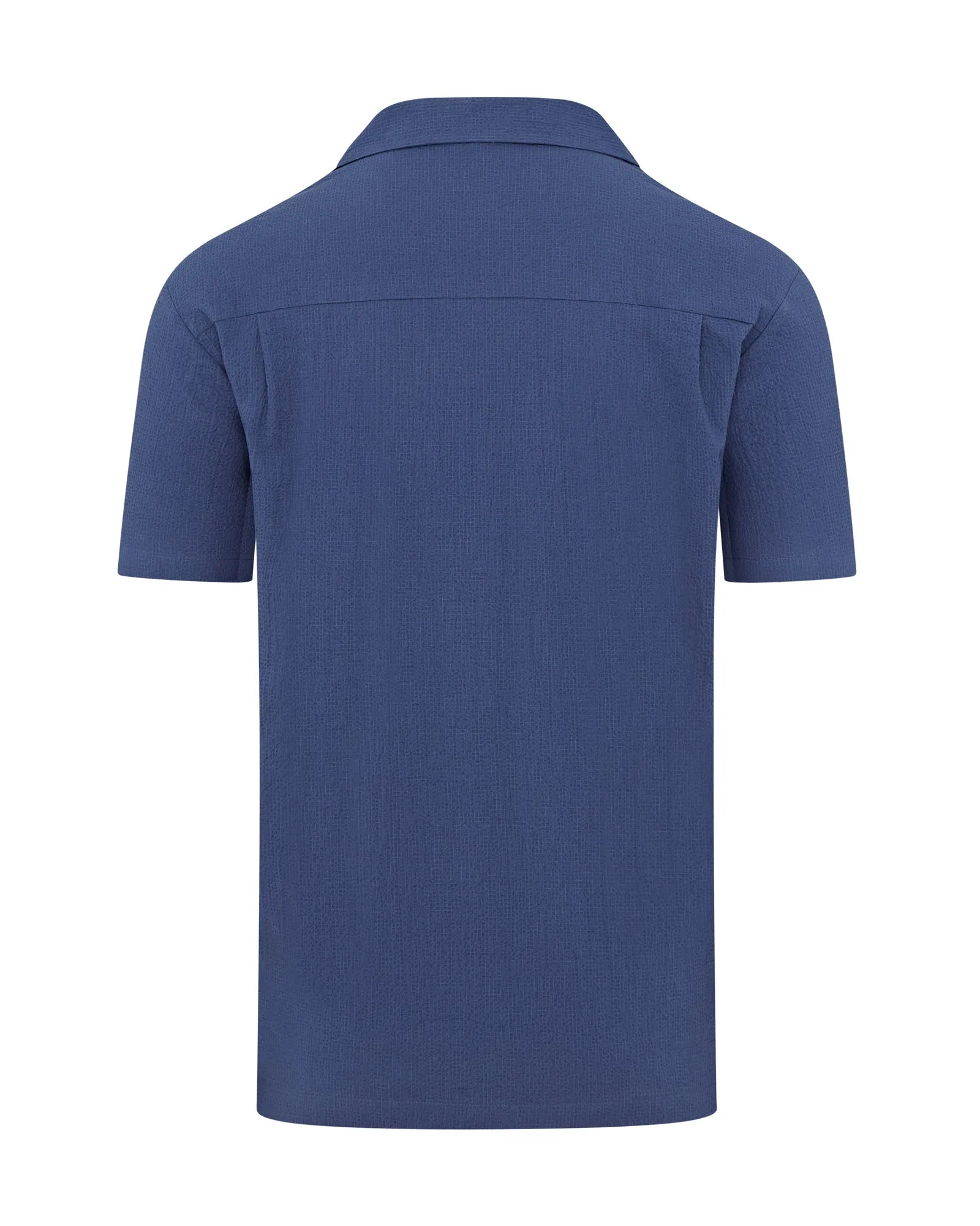 Wahts Stretch Seersucker Short Sleeve Shirt - SHAW (Navy)