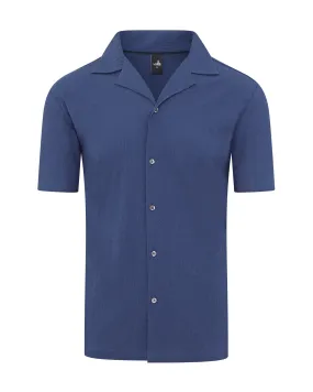 Wahts Stretch Seersucker Short Sleeve Shirt - SHAW (Navy)