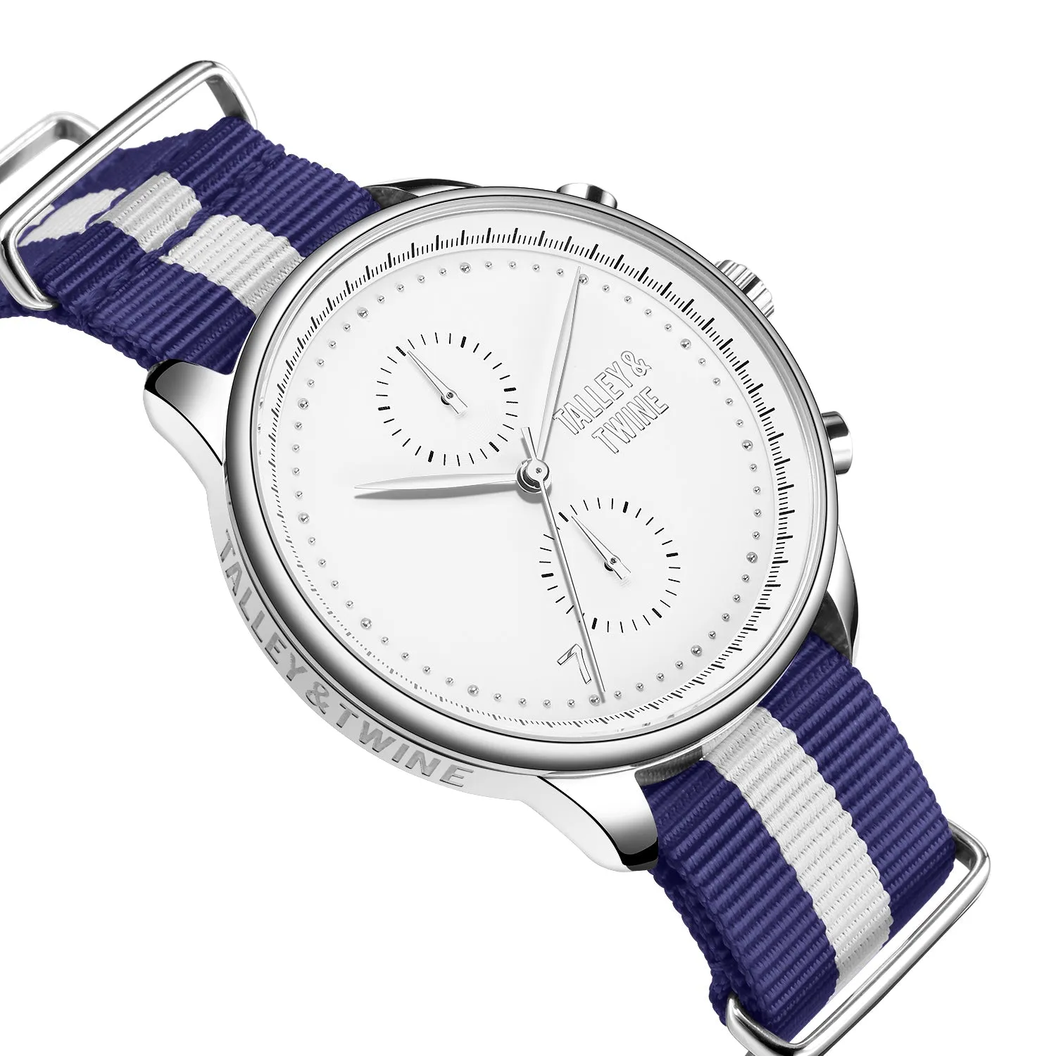 White & Silver - Blue & White Canvas Band