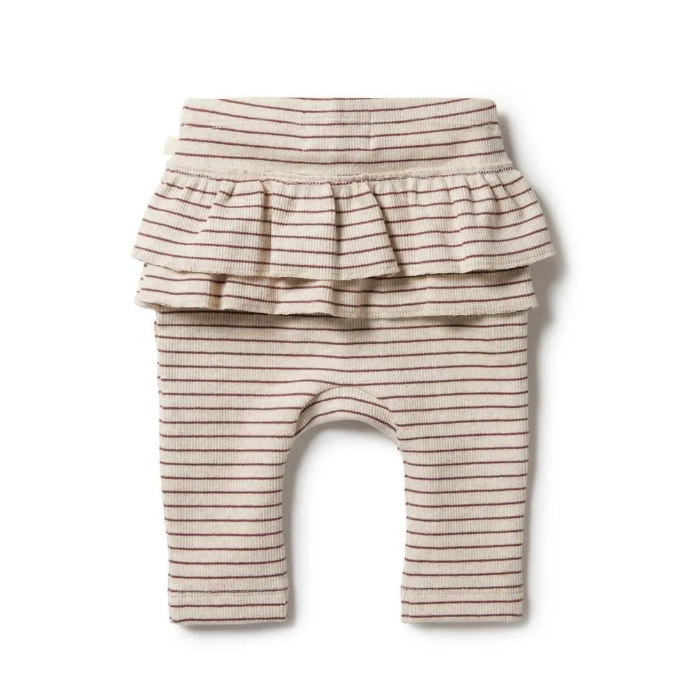 Wilson & Frenchy | Baby Organic Stripe Ruffle Legging - Wild Ginger