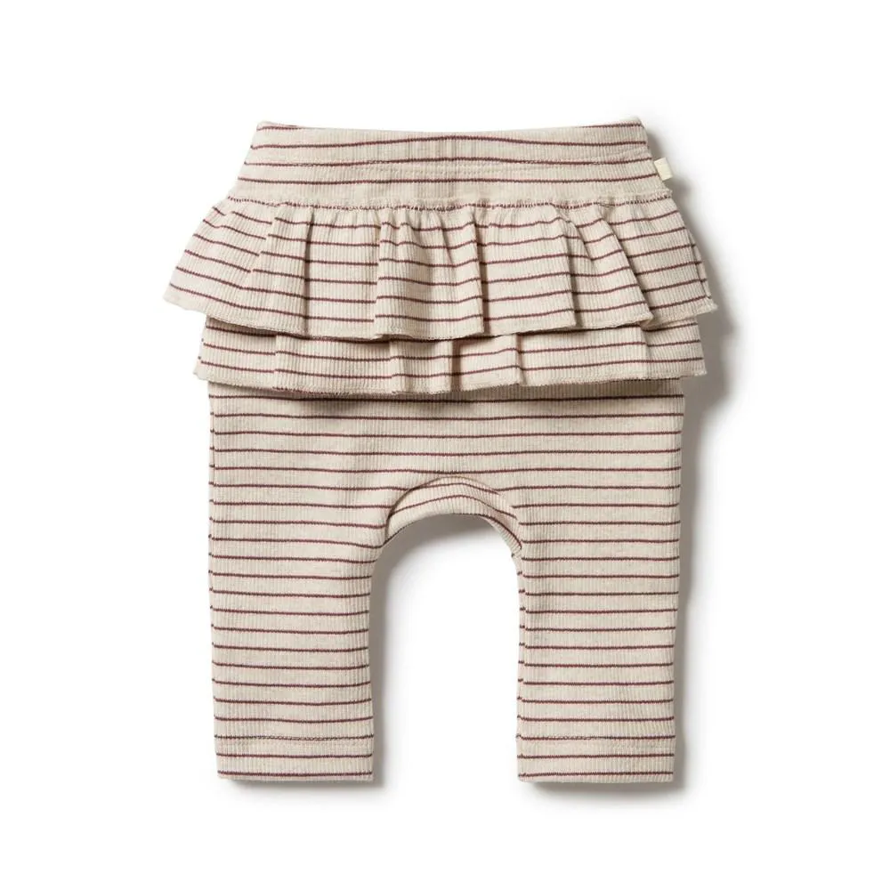 Wilson & Frenchy | Baby Organic Stripe Ruffle Legging - Wild Ginger