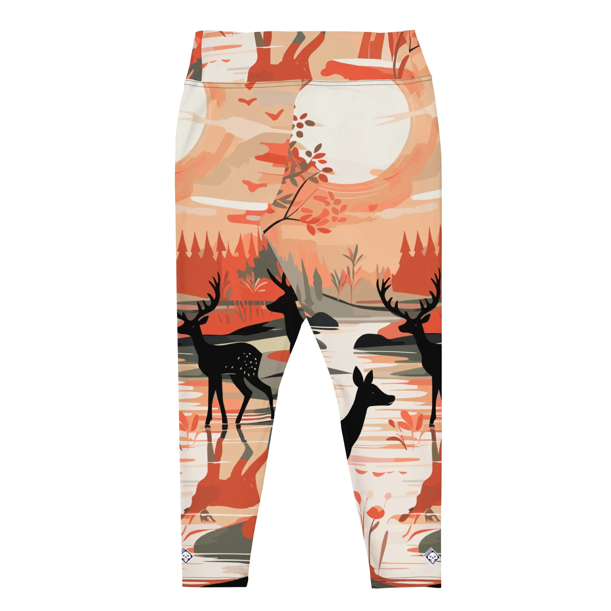 Women's Plus Size Yoga Pants Workout Leggings - Deer Forest