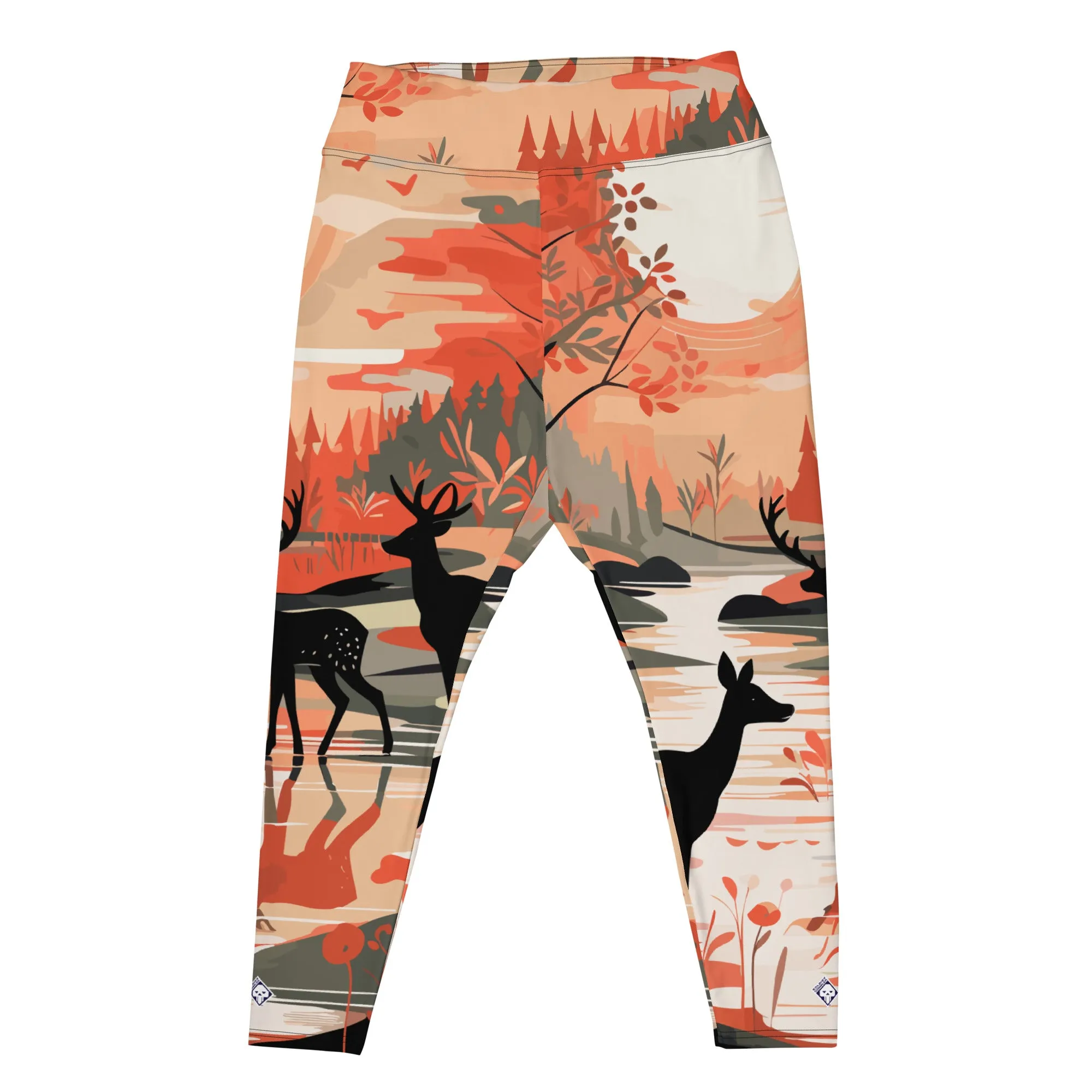 Women's Plus Size Yoga Pants Workout Leggings - Deer Forest