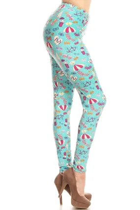 Women's Plus Summer Theme Vacation Pattern Printed Leggings