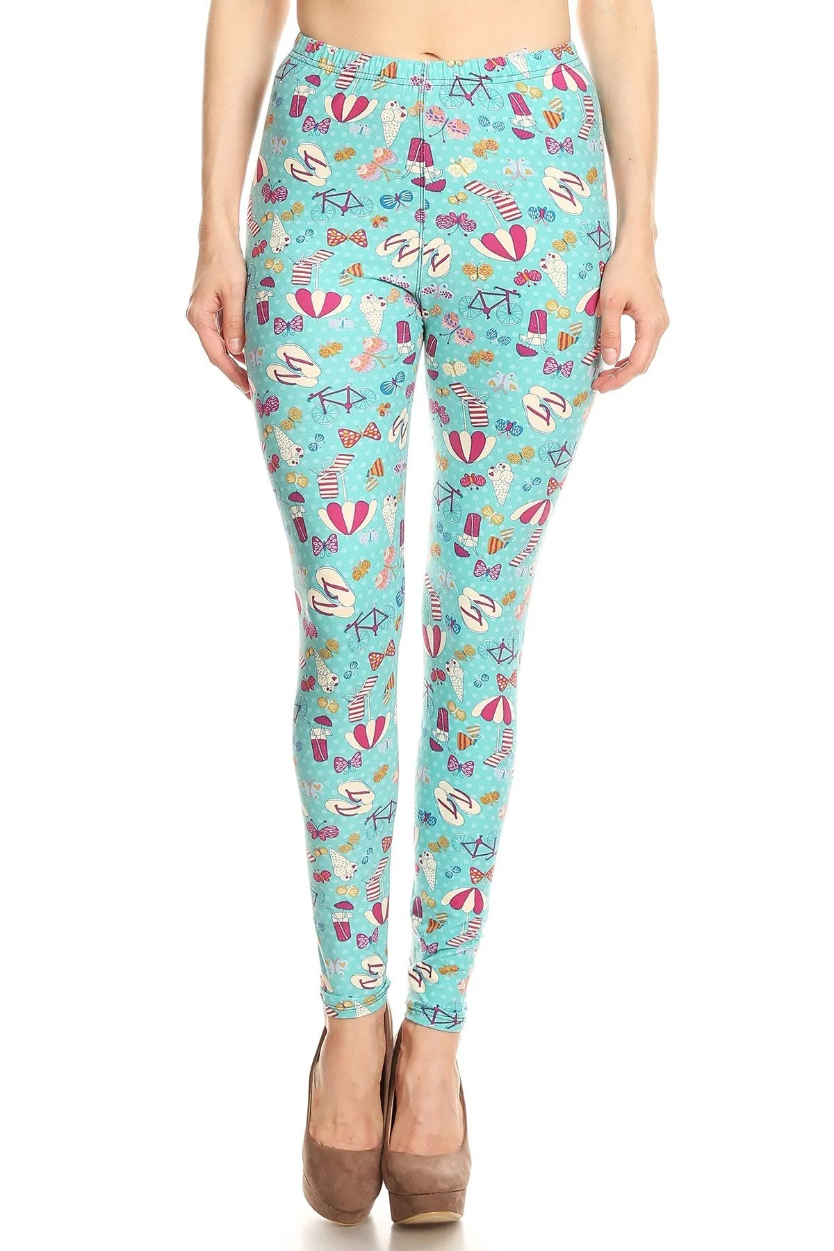 Women's Plus Summer Theme Vacation Pattern Printed Leggings