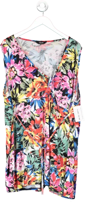 Yours Multicoloured Tropic Print Pleat Front Top  With Tie Waist UK 26-28