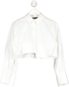 ZARA White Long Sleeve Cropped Shirt UK S