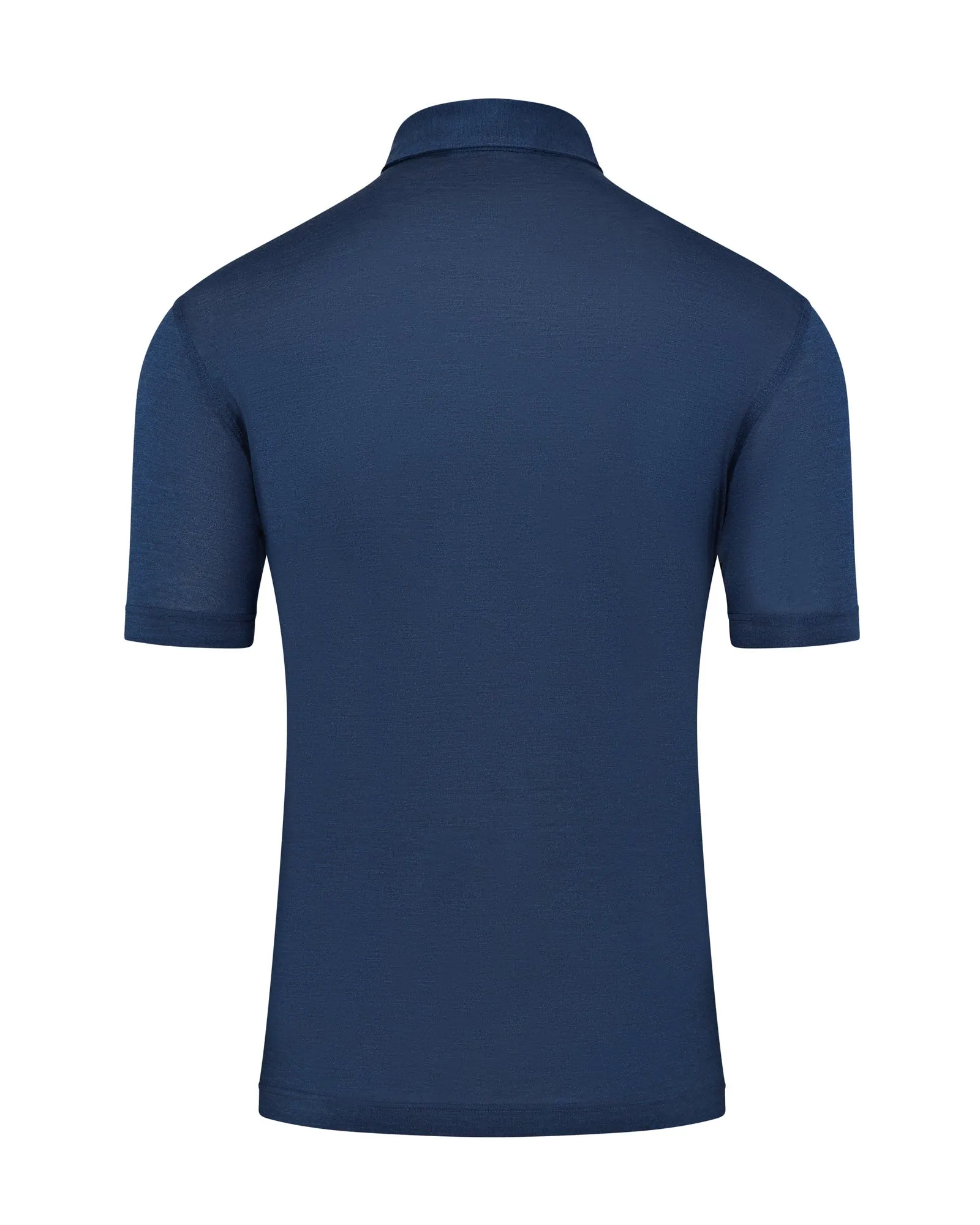 Zattura Silk Concealed Button Short Sleeve Polo (Deep Blue)